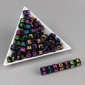 (20 г) Бусины пластиковые, куб Алфавит 6 мм - Черный микс (20 г) Бусины пластиковые, куб Алфавит 6 мм - Черный микс