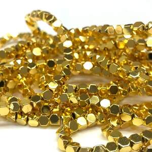Бусины Гематит шестигранник 3х3 мм, (130 шт) - цвет Лимонное золото