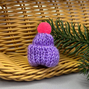 Мини шапочка 35х55мм, вязаные шапочки - сиреневый