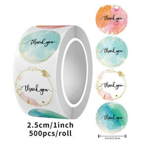 Наклейки на бобине Thank you 2,5 см, в рулоне 500 шт