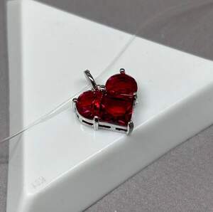 Подвеска Сердце с кристалом 14 мм, - сталь