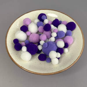 Помпоны для творчества 1-3 см, 130 шт/упаковка - фиолетовый микс