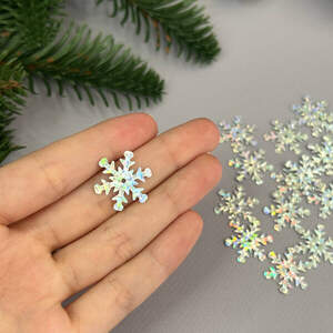 20мм Пайетка снежинка 5г - серебро голограмма 20мм Пайетка снежинка 5г - серебро голограмма