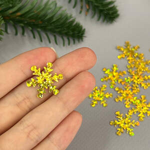 25мм Пайетка снежинка 5г - золото голограмма 25мм Пайетка снежинка 5г - золото голограмма