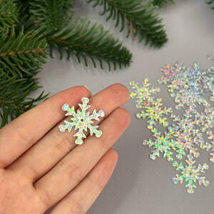 25мм Пайетка снежинка 5г - серебро голограмма 25мм Пайетка снежинка 5г - серебро голограмма