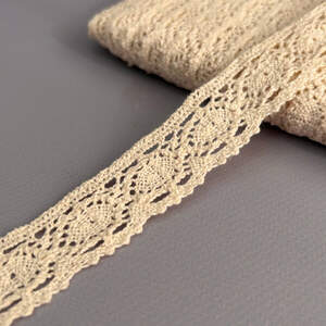 Кружево натуральное лен 2,5 см - Бежевый (лен-1284А)