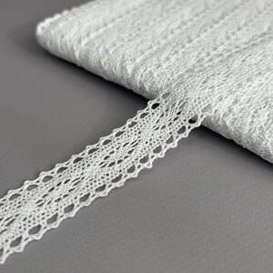 Кружево натуральное лен 2,5 см - Белый (лен-1349)