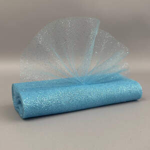 Фатин в рулоне с напылением - 15см, моток 9 м - голубой