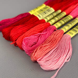 (8 шт по 8м) Набор мулине (нитки для вышивания) - розовый микс