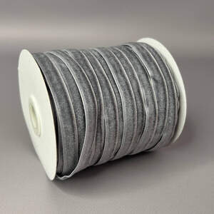 Бархатная лента декоративная 1см боб. 46м - серый (#189)