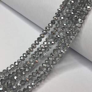 Бусины хрустальные рондель 4х3мм, нить-130 шт, зеркальный прозрачный