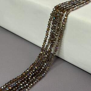 Бусины хрустальные рондель 4х3мм, нить-130 шт, раухтопазовый прозрачный с АВ