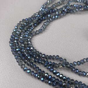 Бусины хрустальные рондель 4х3мм, нить-135 шт, сапфировый с покрытием АВ