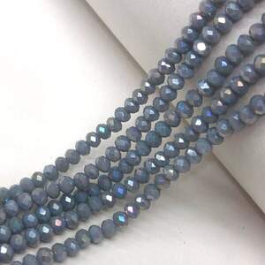 Бусины хрустальные рондель 4х3мм, нить-135 шт, серый матовый с покрытием АВ