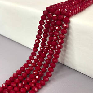 Бусины хрустальные рондель 8х6мм, нить-65 шт, вишневый матовый