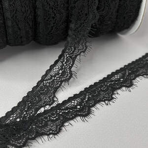 Кружево гипюр стрейч, 2,2 см - черный (4514)