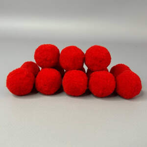 Помпон велюровый 3 см - красный Помпон велюровый 3 см - красный