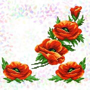 K-201 Маки (20х30 см). Confetti. Водорастворимый флизелин с рисунком K-201 Маки (20х30 см). Confetti. Водорастворимый флизелин с рисунком