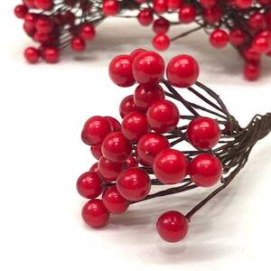 Калина лаковая Ø10 мм, для декора букет 40 ягод - красный