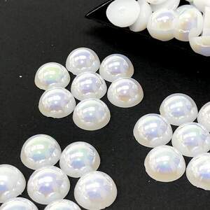 Полубусина перламутровая 12мм, 20 шт/уп цвет - белый с АВ покрытием