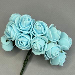 Розочки из фоамирана (12шт) цвет - Голубой