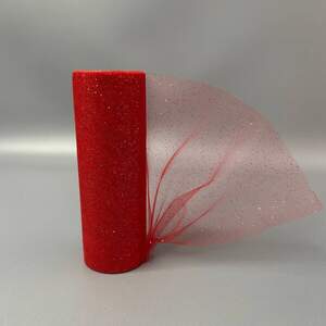 Фатин в рулоне с напылением 14 см, моток 9 м - красный Фатин в рулоне с напылением 14 см, моток 9 м - красный