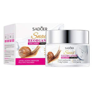 Омолаживающий крем для лица с муцином улитки и коллагеном Sadoer Snail Reorganize, 50г