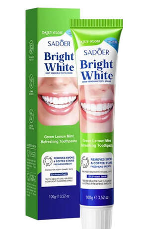 Отбеливающая зубная паста Sadoer с зеленым лимоном и мятой, 100г Отбеливающая зубная паста Sadoer с зеленым лимоном и мятой, 100г