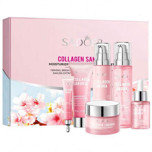 Подарочный набор косметики по уходу за лицом с коллагеном и экстрактом сакуры Sadoer Collagen Sakura 6в1