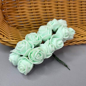 Розочки из фоамирана (12шт) цвет - Мятный