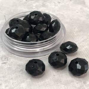 Ø16х11 мм Бусина граненая пластик - черный