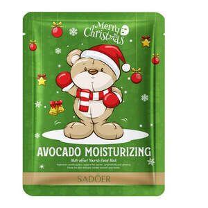 Новогодняя тканевая маска для лица с экстрактом авокадо Sadoer Merry Christmas