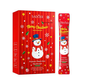 Ополаскиватель для рта Merry Christmas Sadoer с экстрактом персика и пробиотиками, 20шт