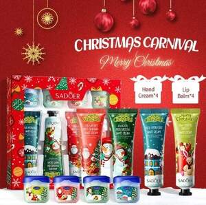 Подарочный набор 8в1 кремов для рук и бальзамов для губ Sadoer Christmas