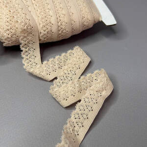 Резинка ажурная, отделочная 15 мм - бежевый светлый