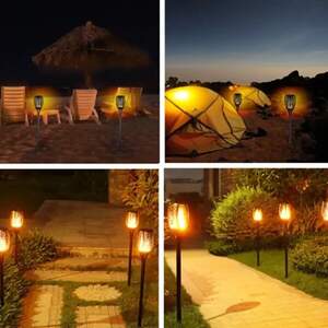 Водонепроникний ліхтар 52 см з ефектом полум'я Solar flame led light sensor activated