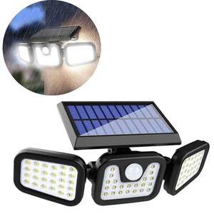 Вуличний потрійний світильник із датчиком руху на сонячній батареї FL-1725А / Прожектор із сонячною панеллю