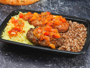 Beef cutlets with sides Beef cutlets with sides