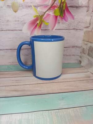 Голуба чашка з білою областю для друку + індивідуальний принт у вартості