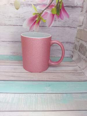 Глітерна рожева чашка з принтом — блискуча чашка для подарунка