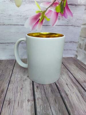 Біла чашка з золотою серединкою 330 мл | Принт включено у вартість