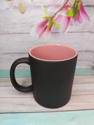 Чашка хамелеон з рожевою серединкою | Принт включено у вартість | Чашка з термоефектом