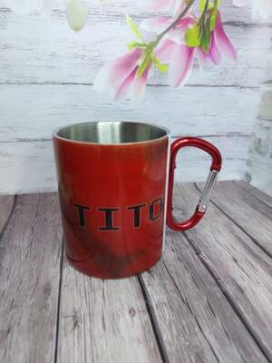 Металева чашка для військового з прапором ДШВ і позивним — персоналізований подарунок десантнику ЗСУ 300 мл