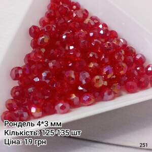 Рондель 4*3 мм. Червоний прозорий. з АБ