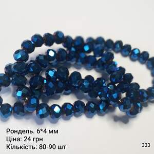 Рондель 6*4 мм. Синій непрозорий. Гальваніка. з АБ