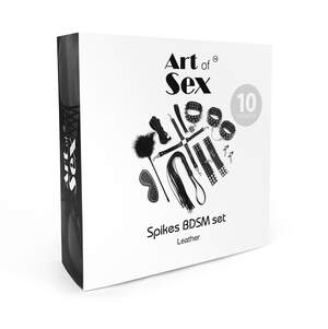 BDSM-набір Art of Sex – Spikes BDSM Set Leather, 10 предметів, чорний, натуральна шкіра BDSM-набір Art of Sex – Spikes BDSM Set Leather, 10 предметів, чорний, натуральна шкіра