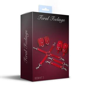 Набір для БДСМ 3 в 1 Feral Feelings BDSM Kit 3 Red, наручники, поножі, хрестовина Набір для БДСМ 3 в 1 Feral Feelings BDSM Kit 3 Red, наручники, поножі, хрестовина