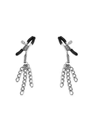 Затискачі для сосків з пензликами Feral Feelings - Nipple clamps Tassels, срібло/чорний Затискачі для сосків з пензликами Feral Feelings - Nipple clamps Tassels, срібло/чорний