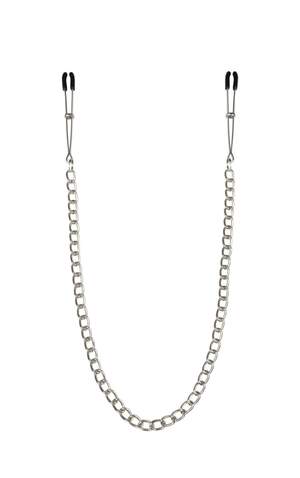 Тонкі затискачі для сосків з ланцюжком Feral Feelings - Chain Thin nipple clamps, срібло/чорний Тонкі затискачі для сосків з ланцюжком Feral Feelings - Chain Thin nipple clamps, срібло/чорний