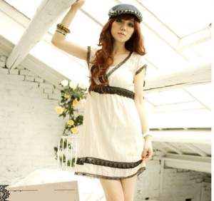 Color Matching Short Sleeve Lace Fashion Dress Color Matching Short Sleeve Lace Fashion Dress